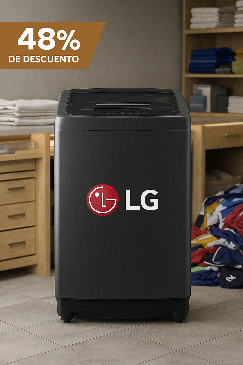 Lavadora de 13 kg carga superior Smart Inverter con TurboDrum™ (48%)📢❗